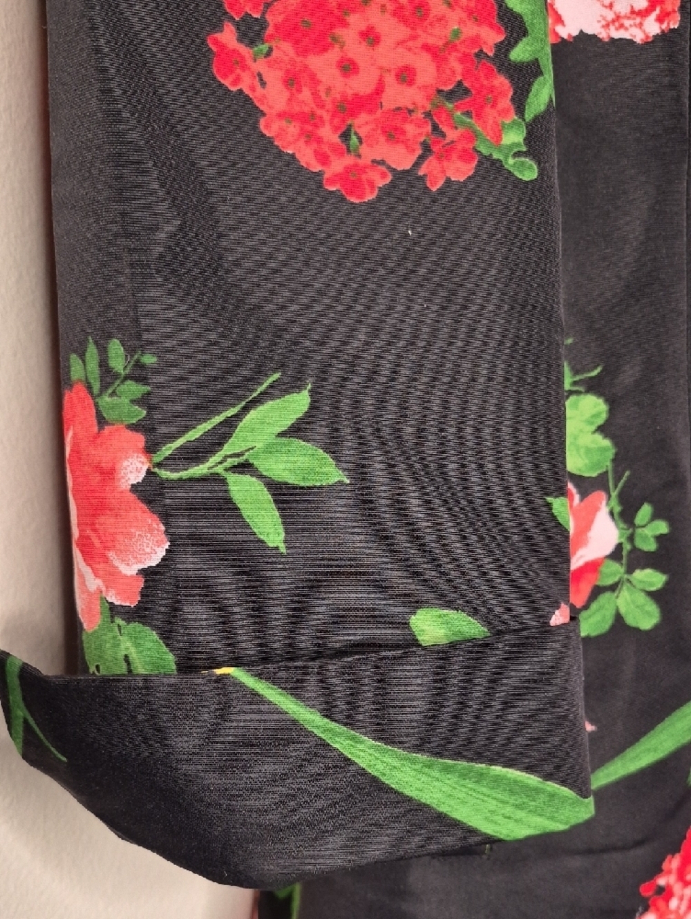 Dennis Basso Vintage  Black Floral Button-Front Trench Coat - Picture 4 of 14